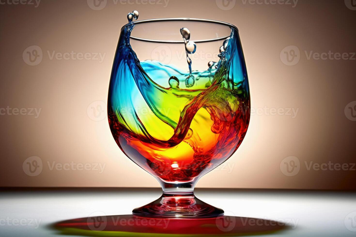 A liquid splashing artwork in beautiful colors created with technology. photo