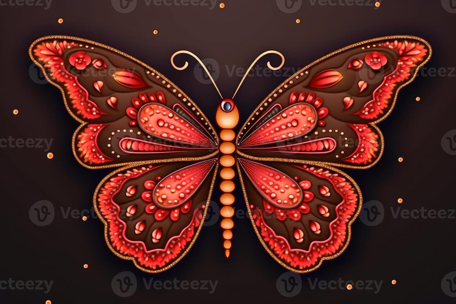 A beautiful butterfly in paper style created with technology. photo