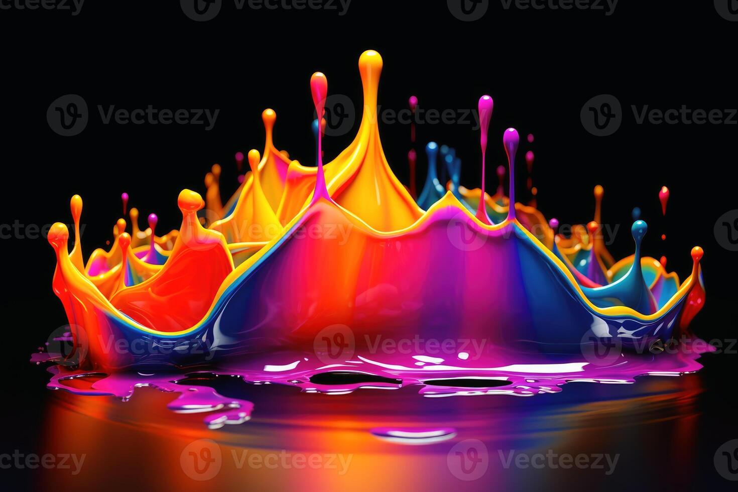 A liquid splashing artwork in beautiful colors created with technology. photo