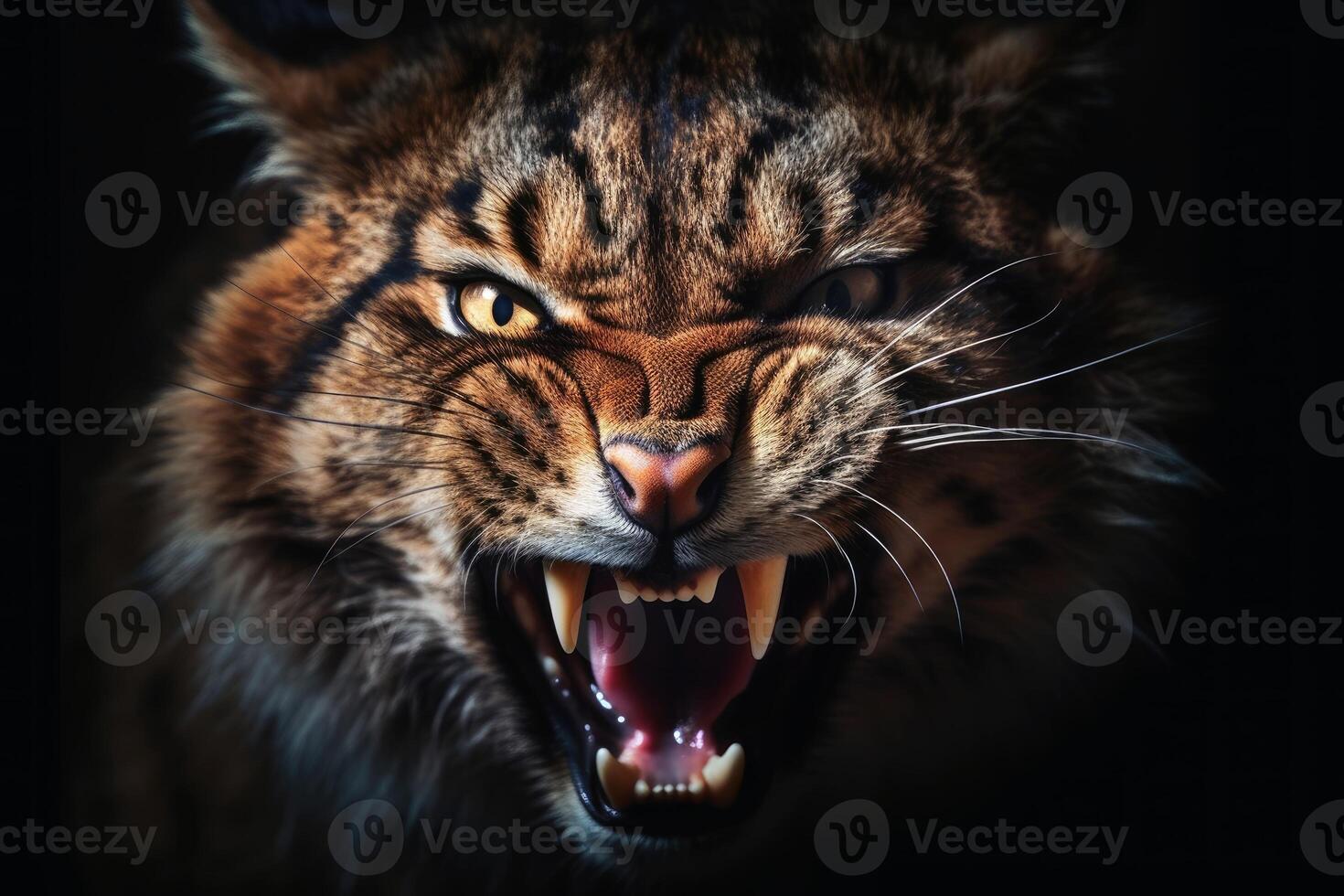 Close up portrait of and angry animal created with technology. photo
