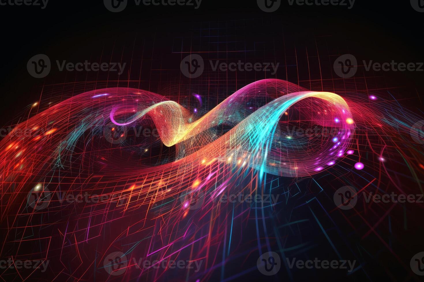 Abstract mathematical background glowing with lines and waves created with technology. photo