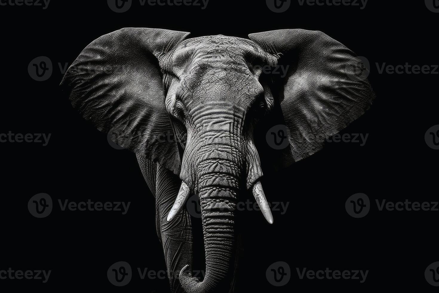 A close up portrait of mesmerizing elephant photography created with technology. photo