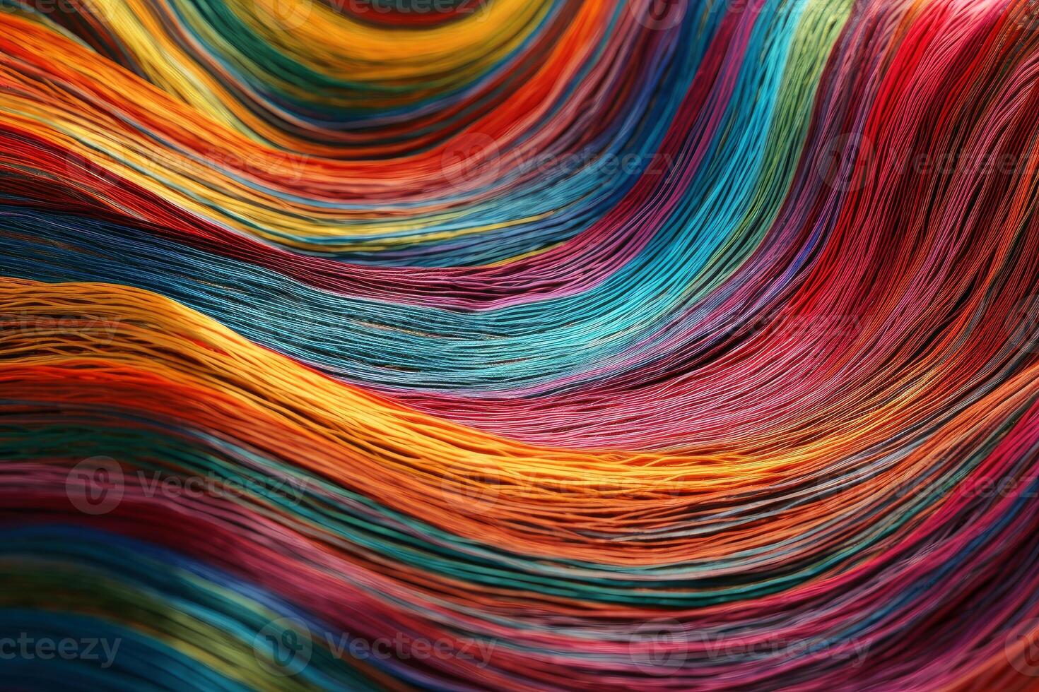 A curved background of fine threads in bright colours created with technology. photo