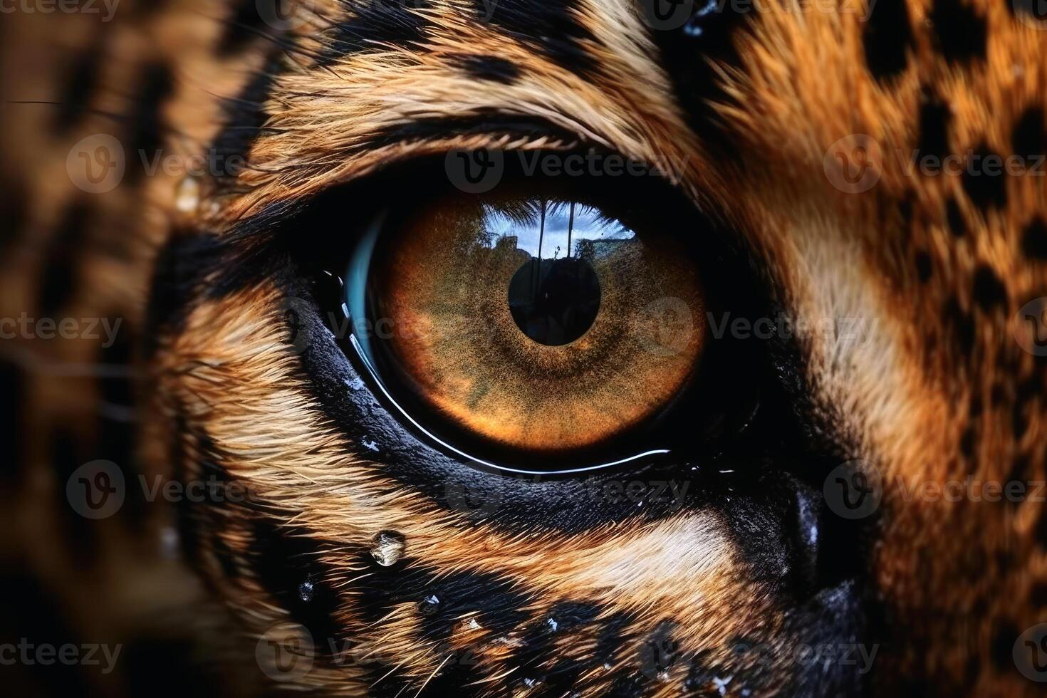 un cerca arriba retrato de fascinante leopardo fotografía creado con generativo ai tecnología foto