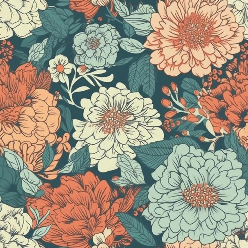 Abstract floral seamless pattern. Bright colors, painting on a light background. photo