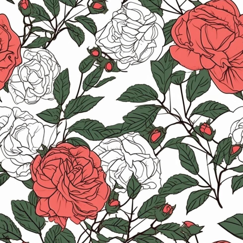 Abstract floral seamless pattern. Bright colors, painting on a light background. . photo