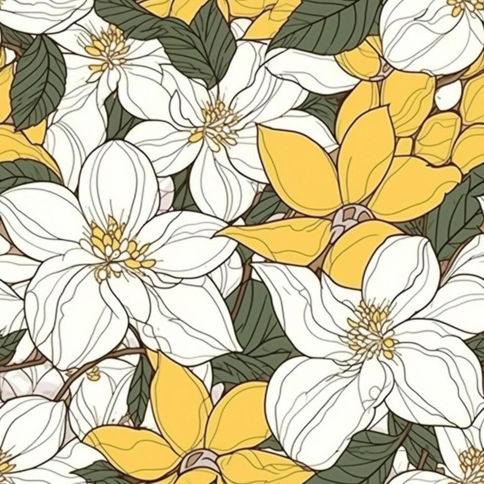 Abstract floral seamless pattern. Bright colors, painting on a light background. . photo