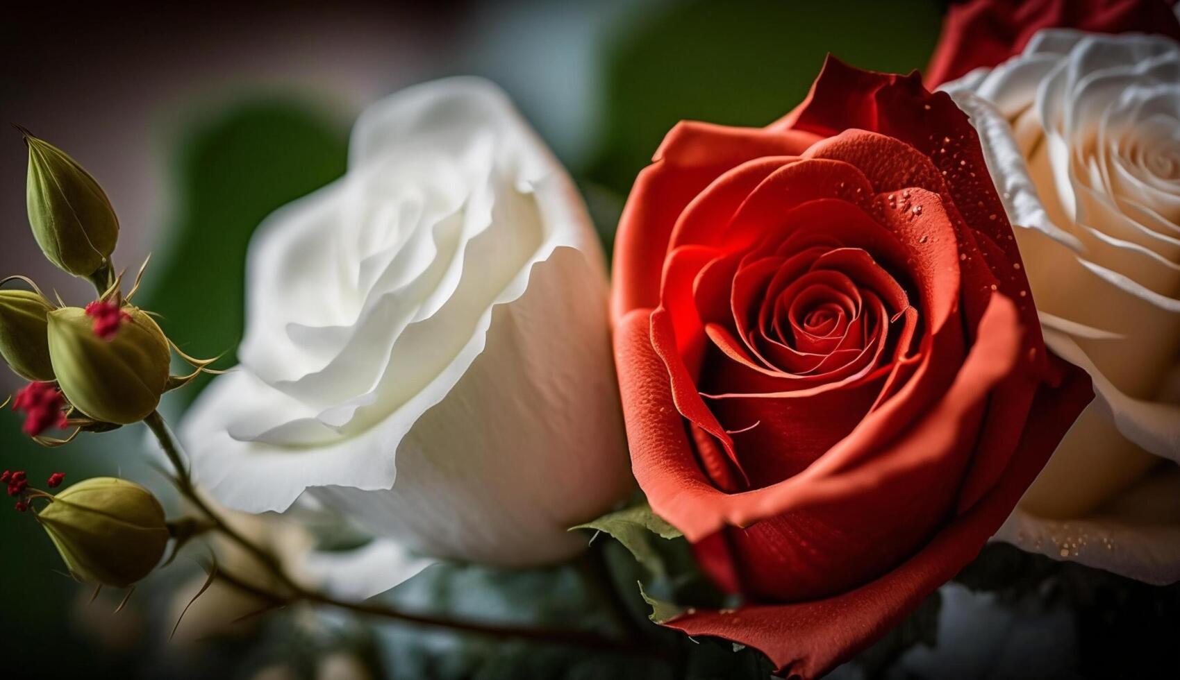 red and white roses. Generative A photo