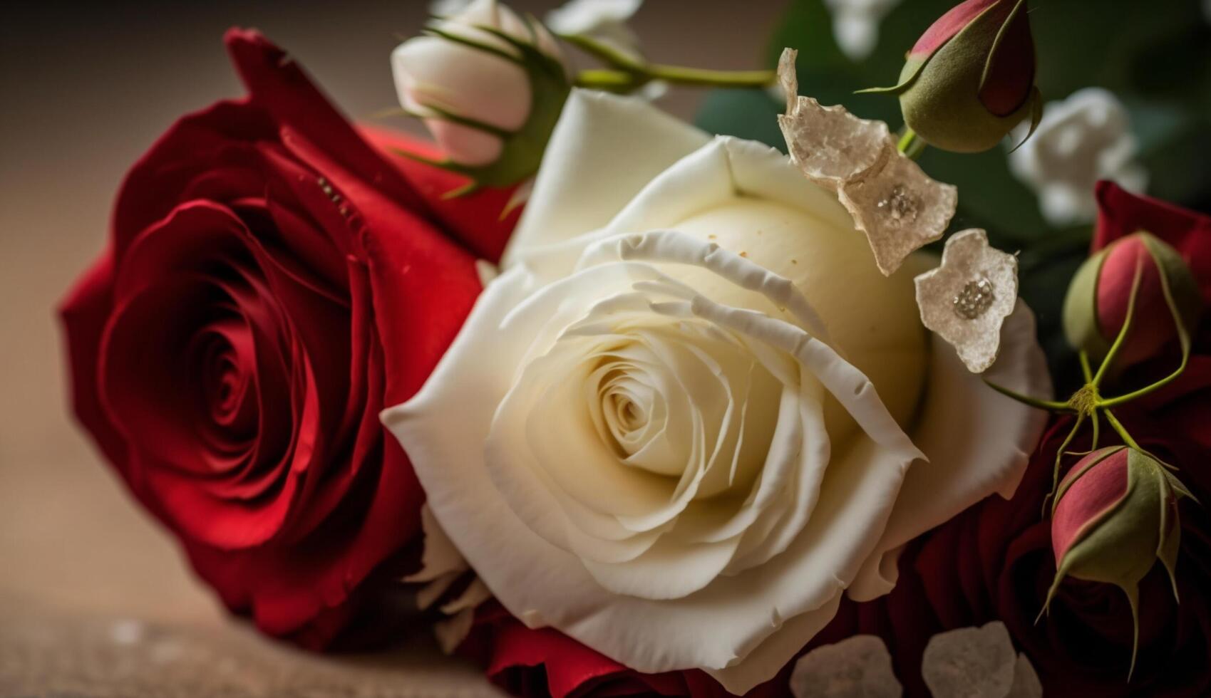 red and white roses. Generative A photo