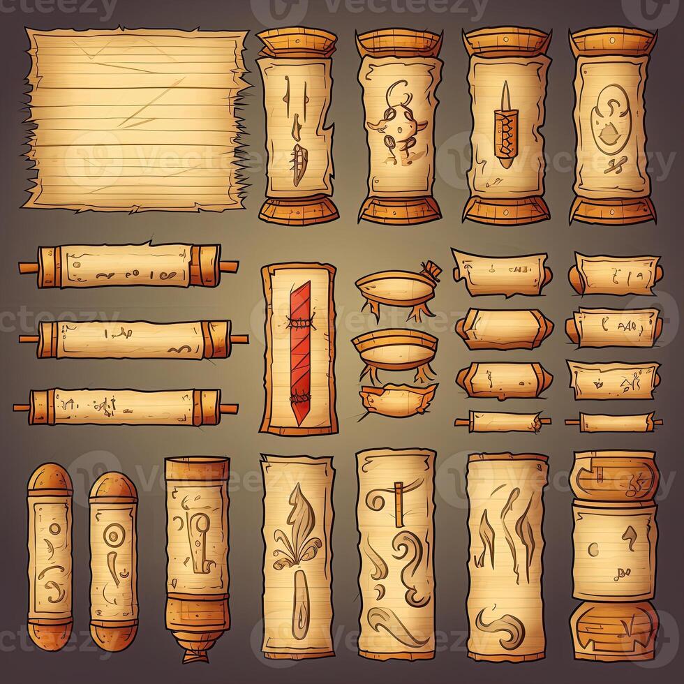 manuscript papyrus scroll game photo