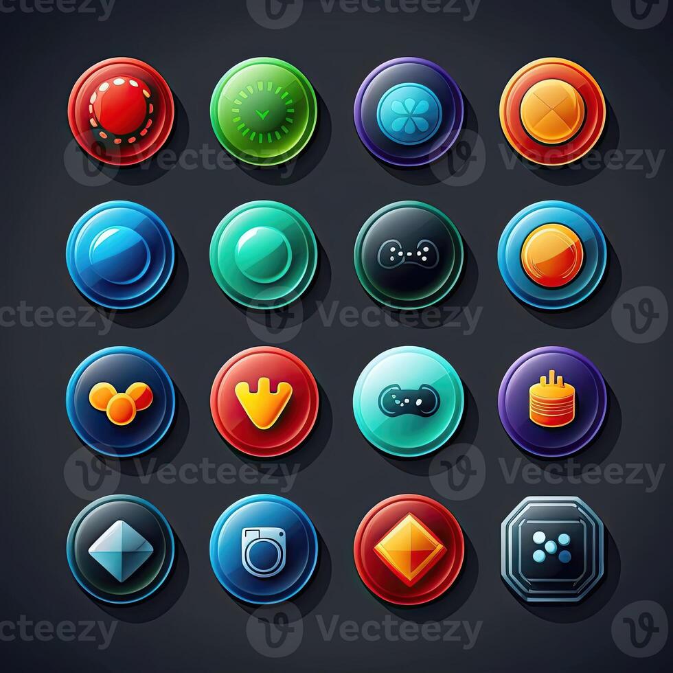 sign round game button photo