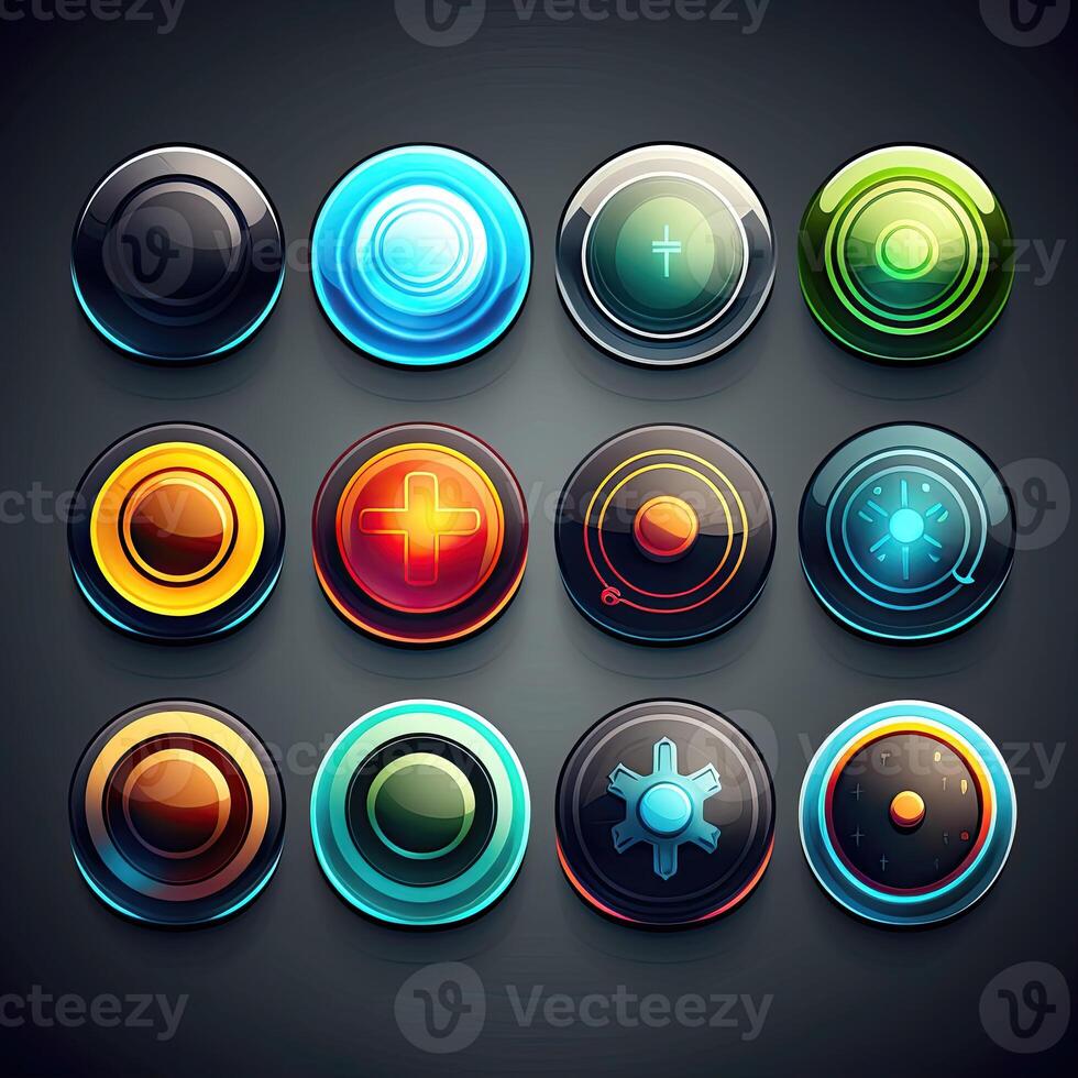 colorful round game button photo