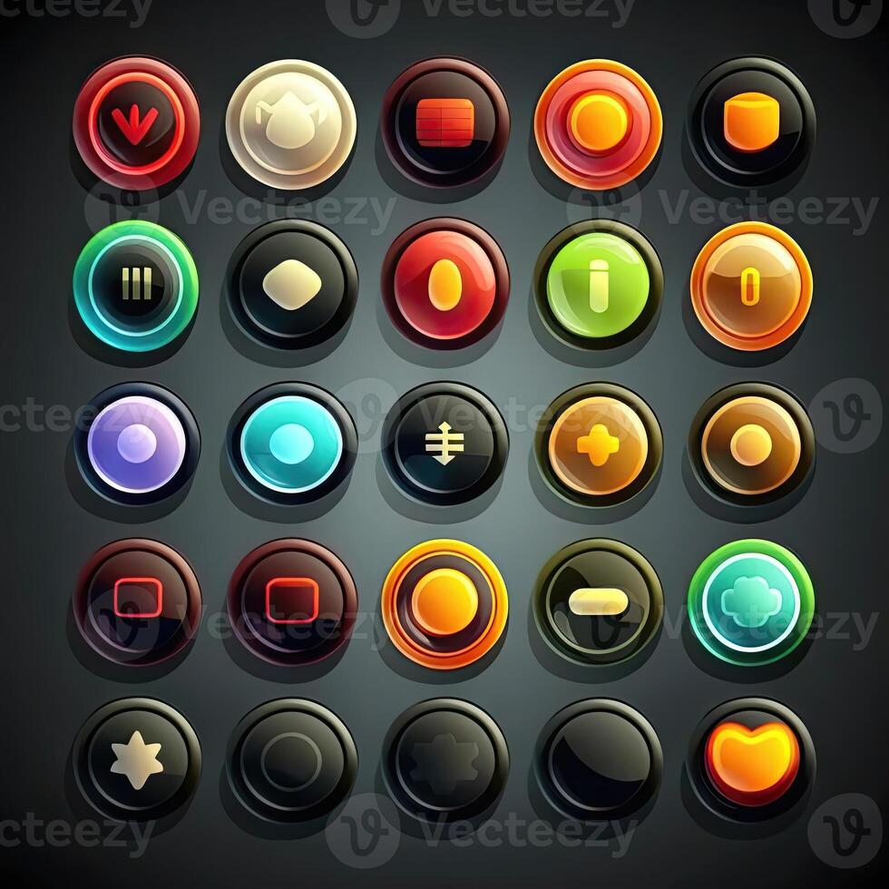glossy round game button photo