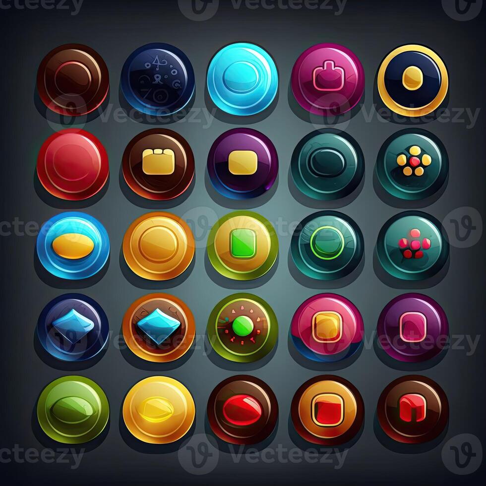 colorful round game button photo