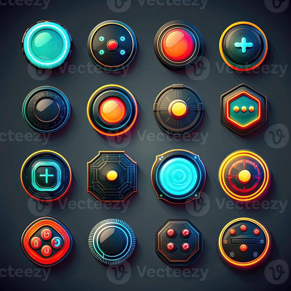 colorful round game button photo