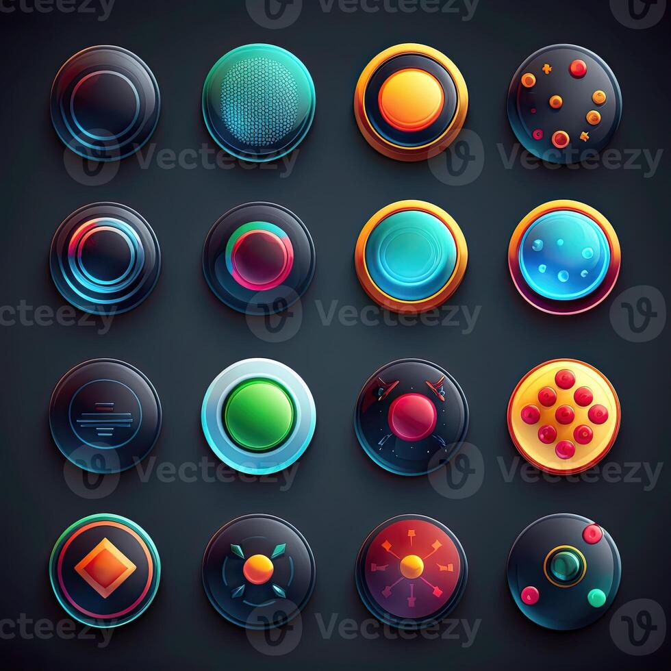 glossy round game button photo