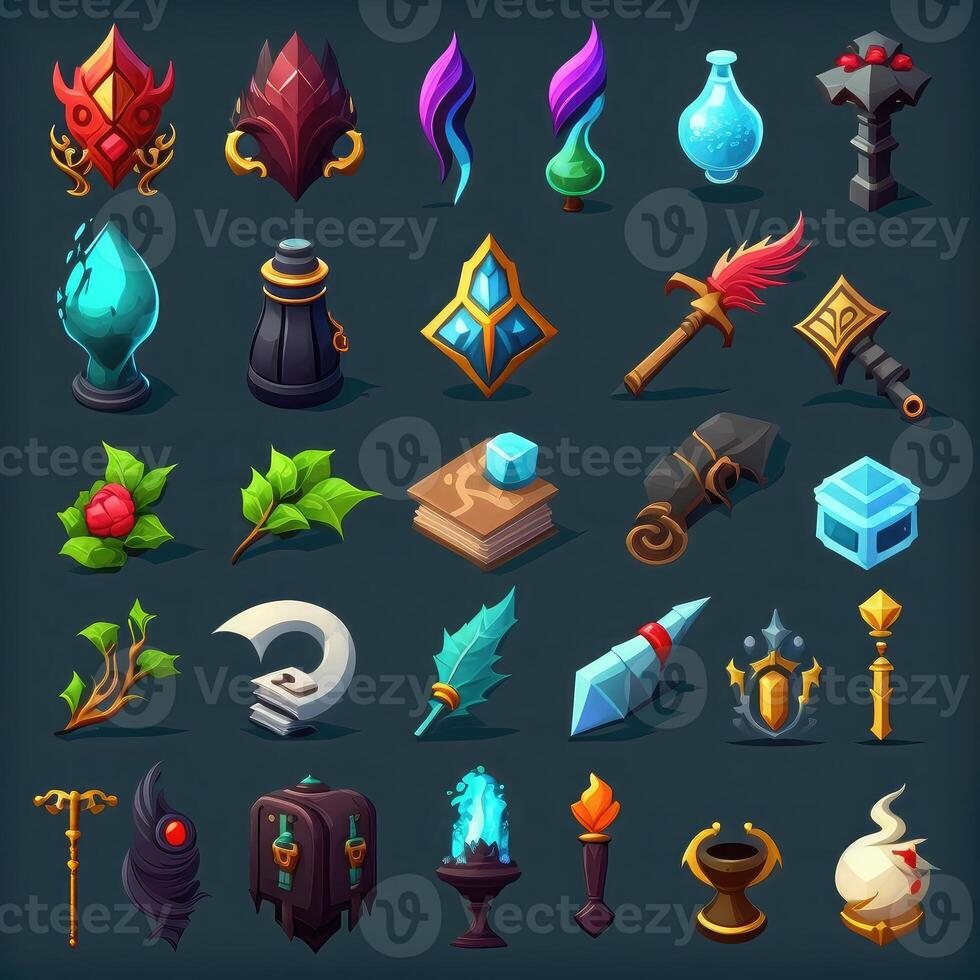 design rpg 2d game icons photo