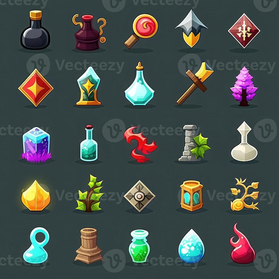 gem rpg 2d game icons photo