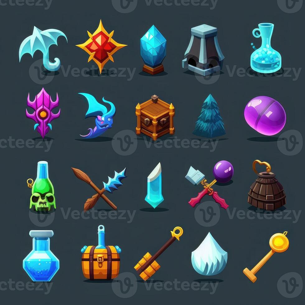 element rpg 2d game icons photo