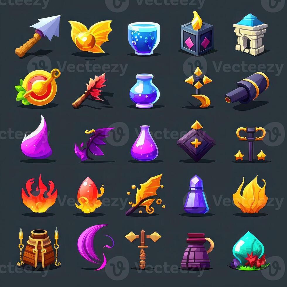 fire rpg 2d game icons photo