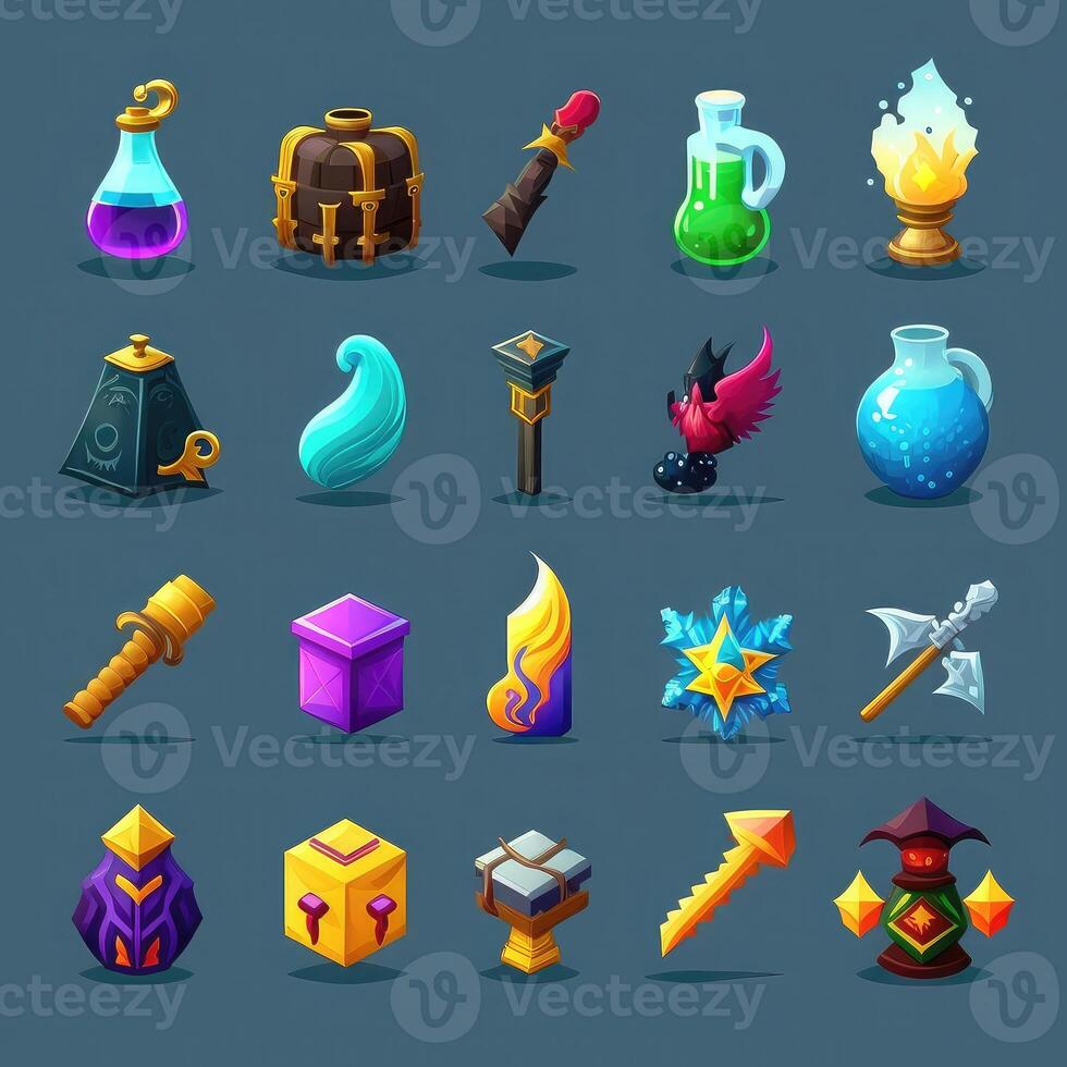 money rpg 2d game icons photo