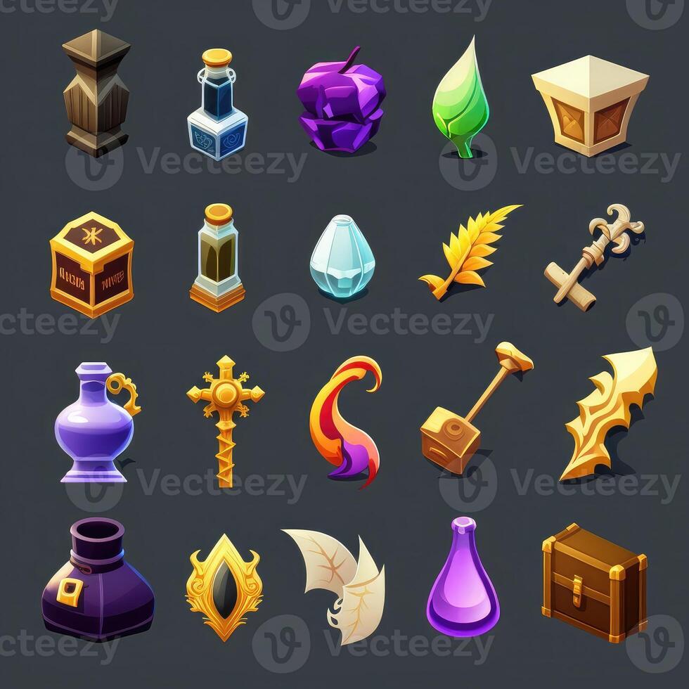 money rpg 2d game icons photo
