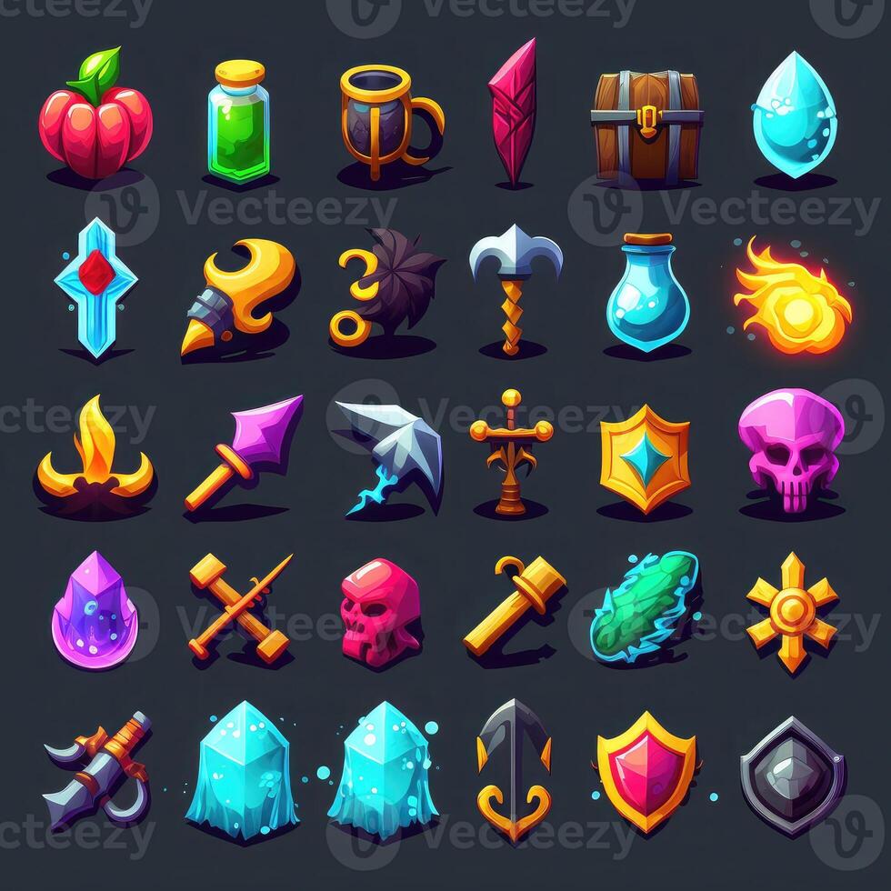 light rpg 2d game icons photo