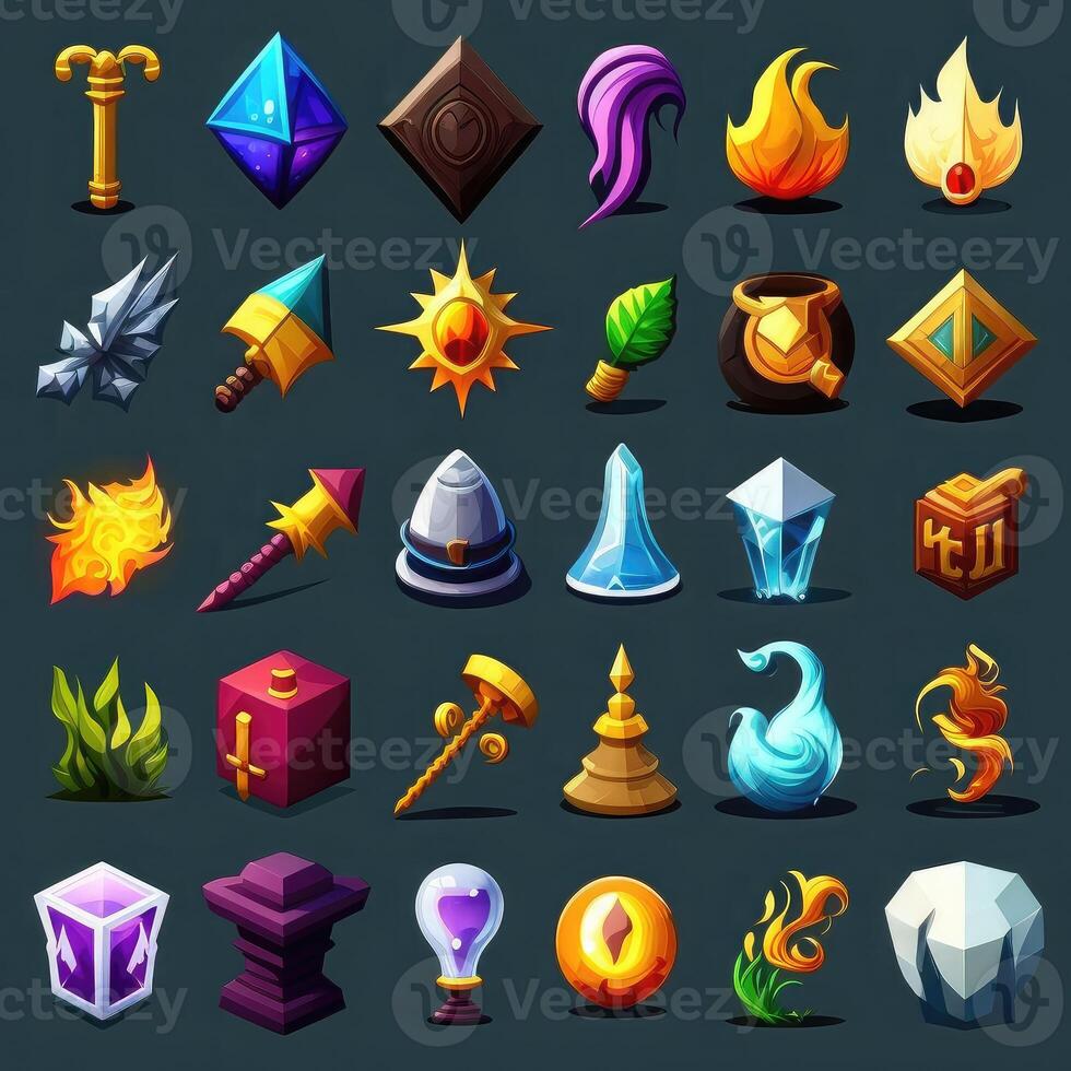 crystal rpg 2d game icons photo