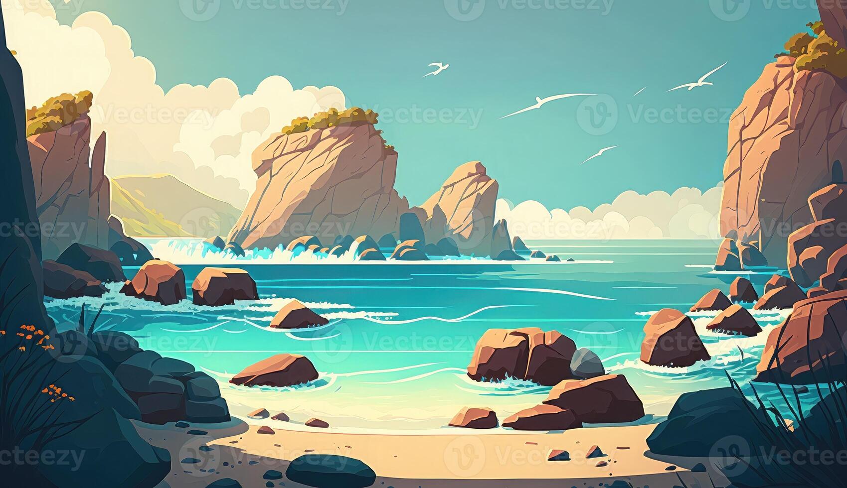 sea beach rock islands water photo