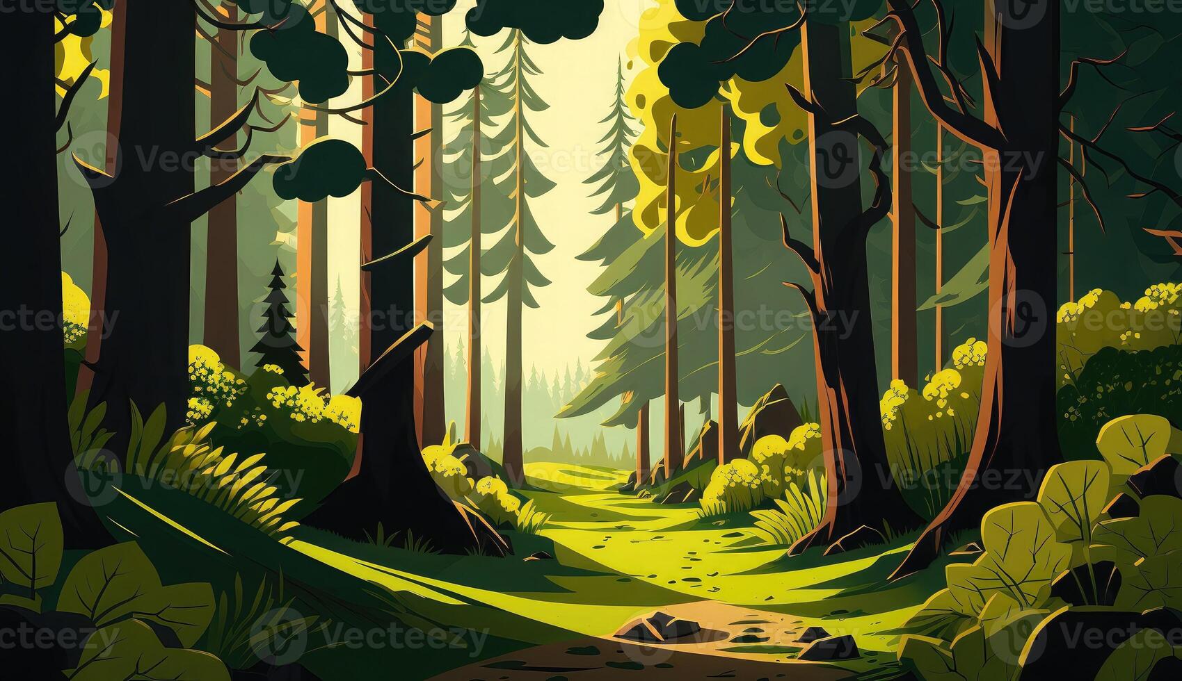 deep forest sunny glade photo