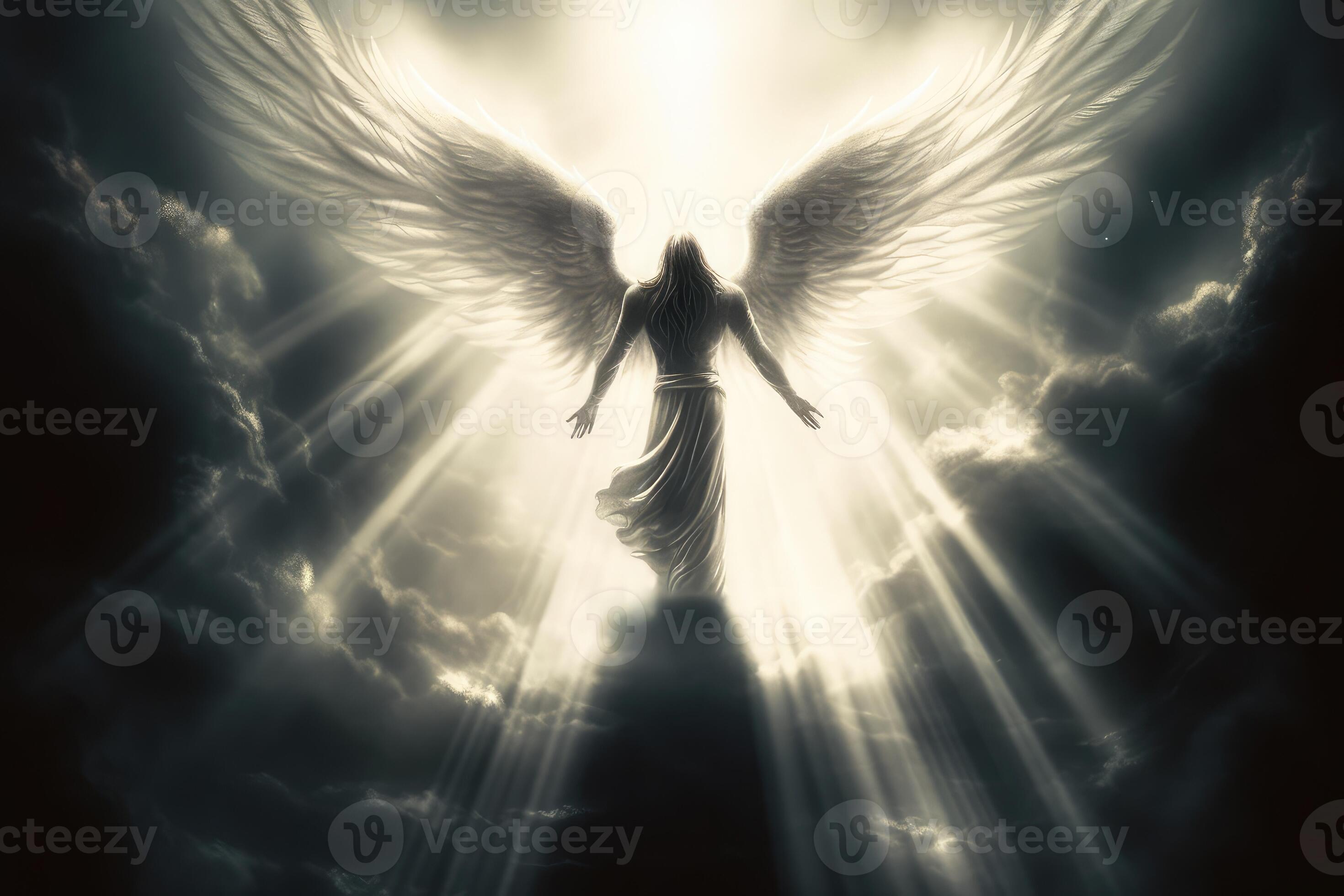 Angel with wings emerging from the clouds . AI Generated 23775728 Stock ...