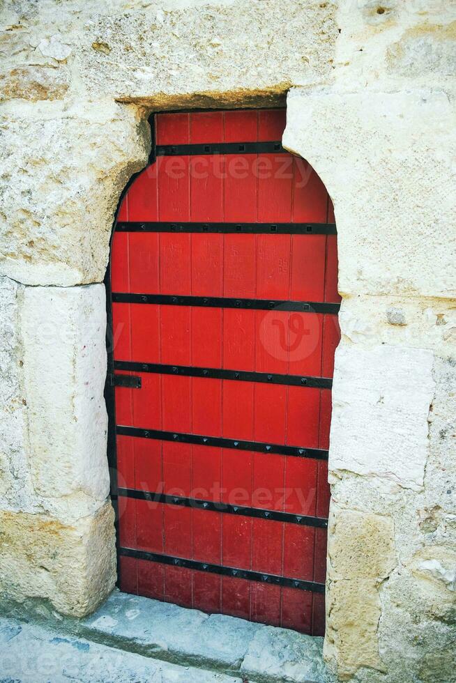 Medieval red door photo