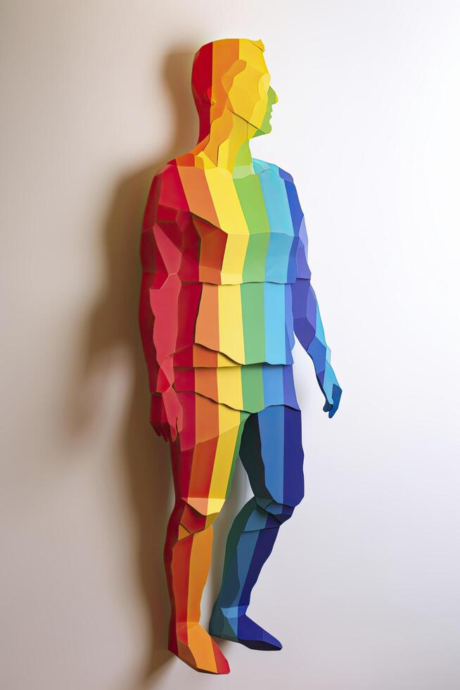 Photo of paper cutout figures in a row. gay pride.