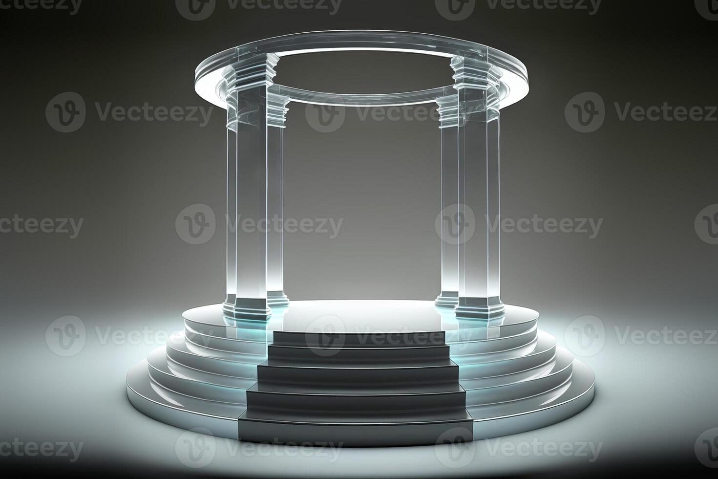 Glass rotunda podium for product presentation on a white background. illustration photo