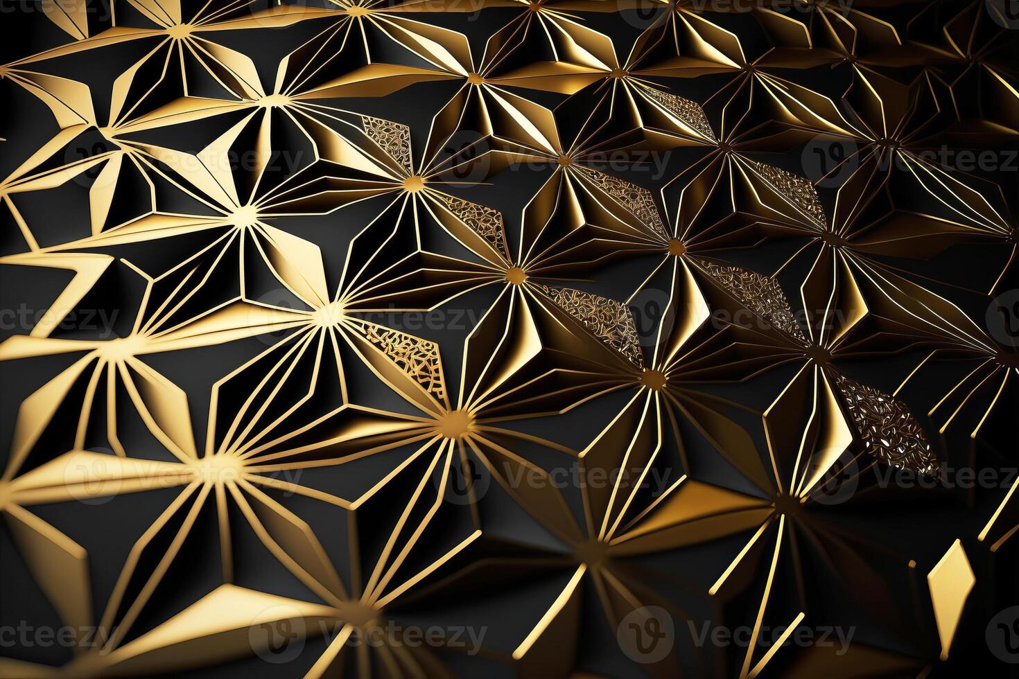 Geometric triangular pattern of gold and black structural elements. illustration photo