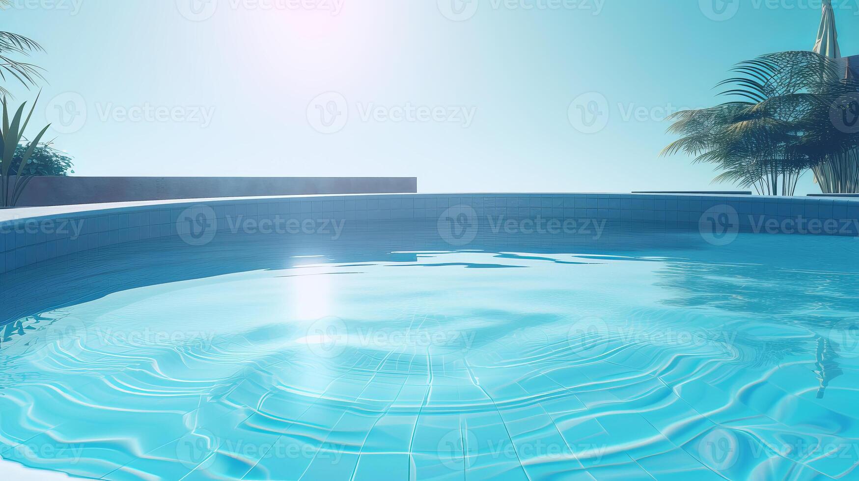 Empty swimming pool in tropical resort in summer background. illustration photo