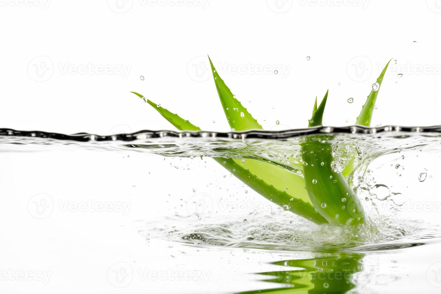 Aloe vera in water with splashes on white background. illustration photo