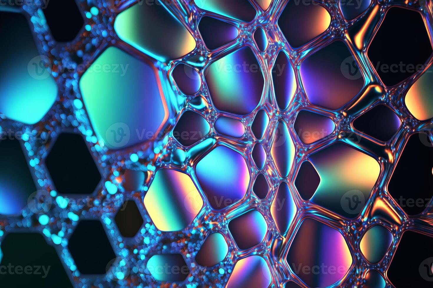 Iridescent holographic textural Background. Geometric cells with iridescent highlights. illustration photo