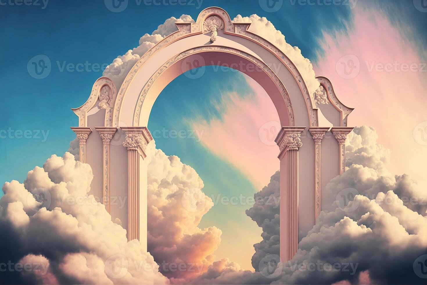 Cielos portón a cielo final de vida. escalera a cielo. religioso antecedentes. generativo ai ilustración foto