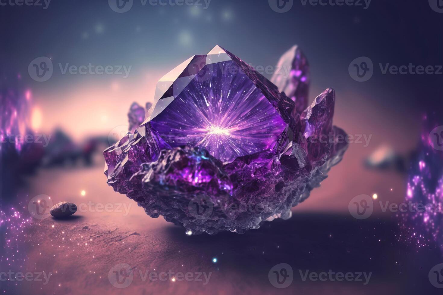 Amethyst druze crystal flowers. Magic fantastic gemstone flowers.  Generative AI illustration 23777434 Stock Photo at Vecteezy