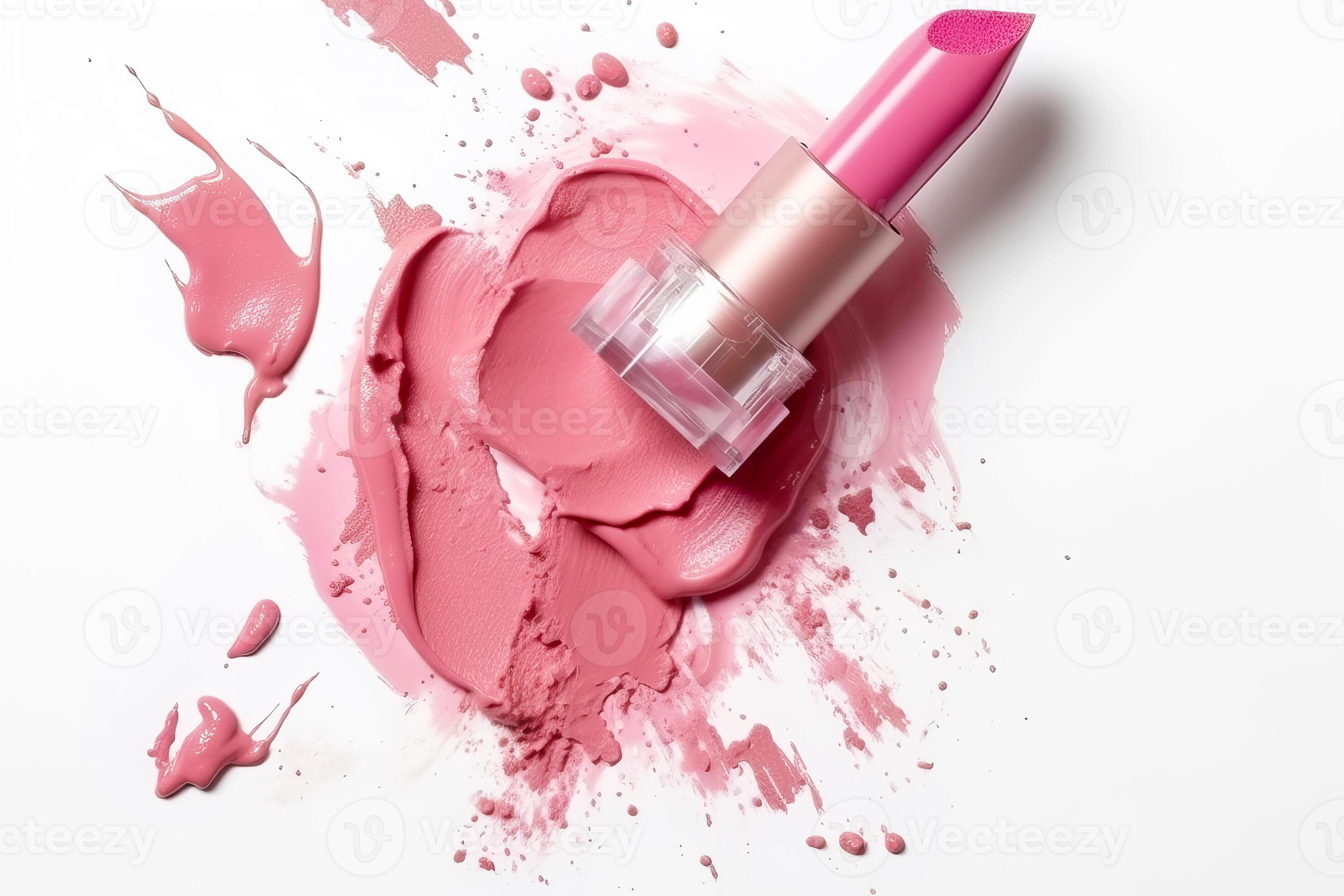 Lipstick and smeared lipstick stains on white background. illustration