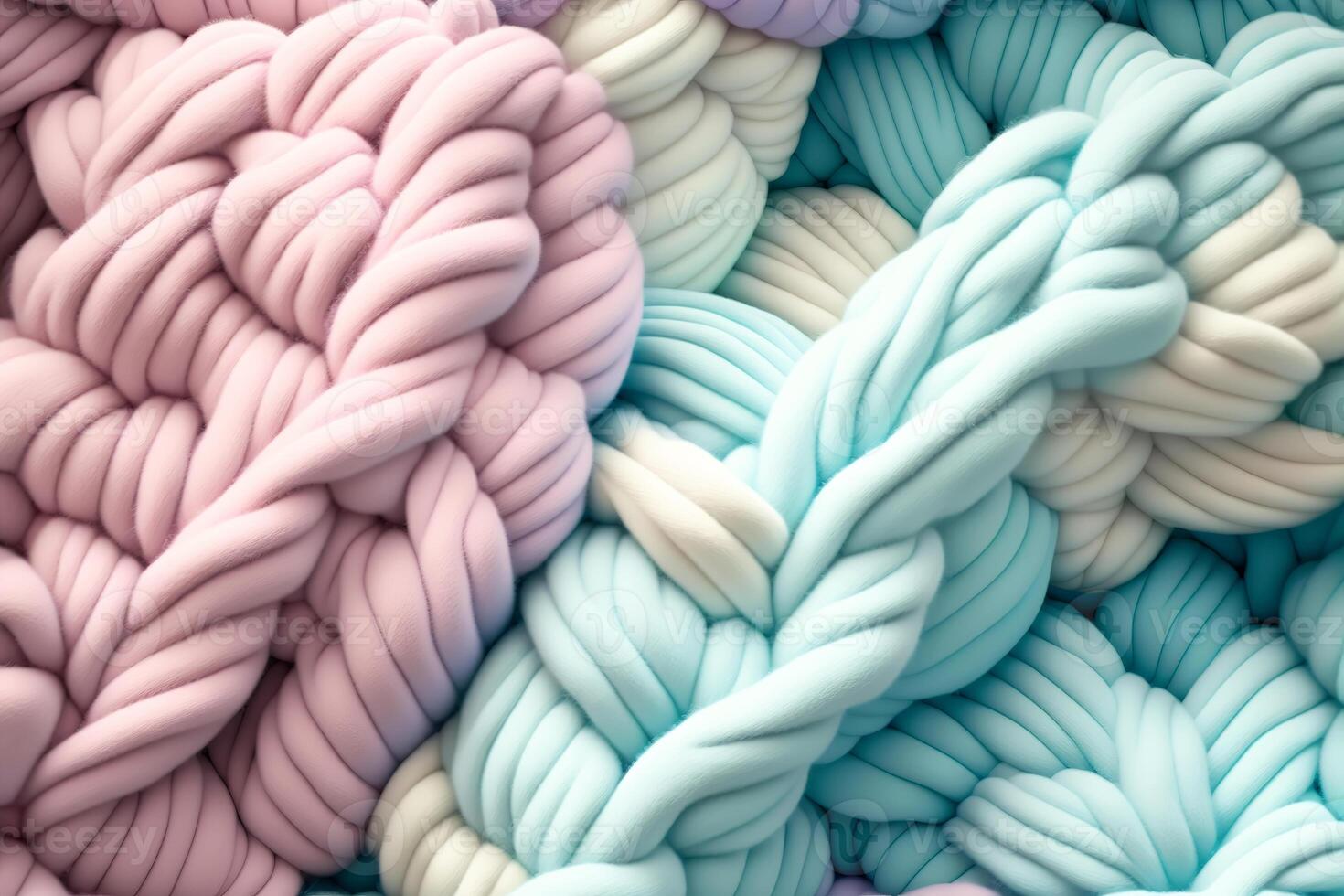 Delicate pastel yarn for knitting. Twisted threads abstract background. illustration photo