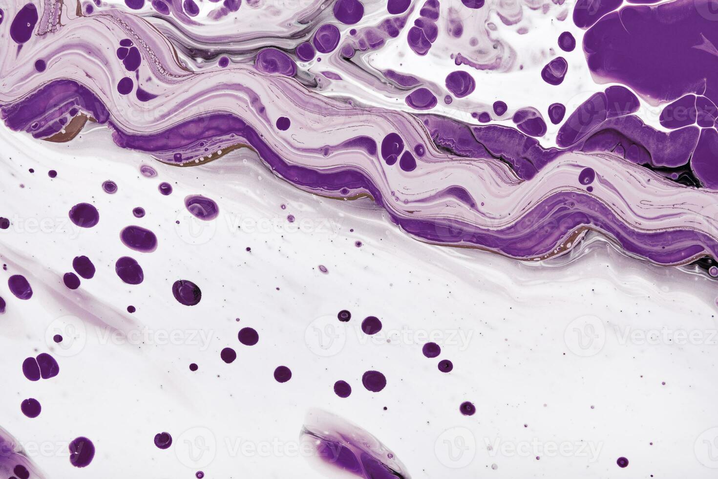 Acrylic Fluid Art. White waves and violet frothy bubbles. Digital decor. Abstract background or texture photo
