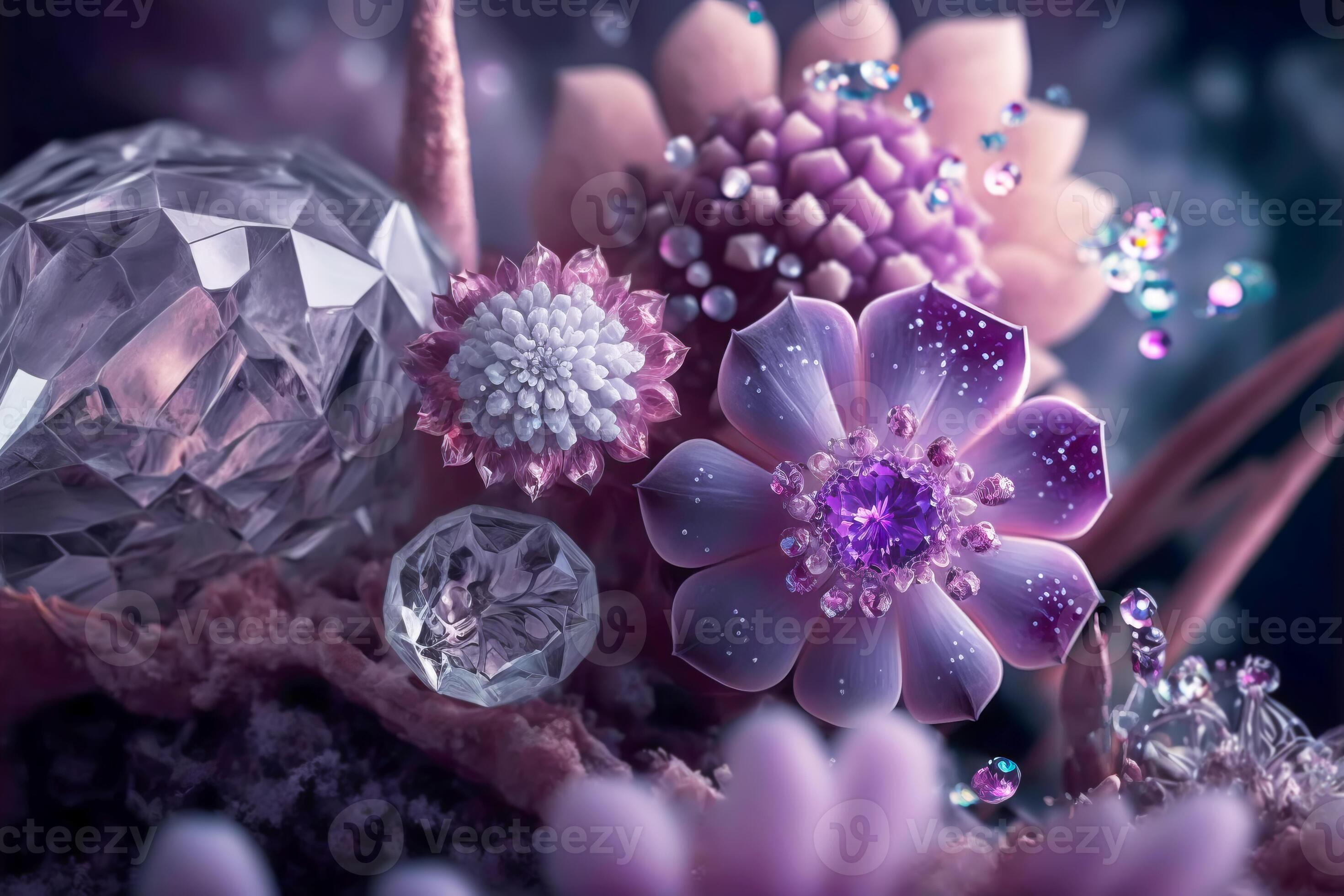 Amethyst druze crystal flowers. Magic fantastic gemstone flowers.  Generative AI illustration 23777108 Stock Photo at Vecteezy