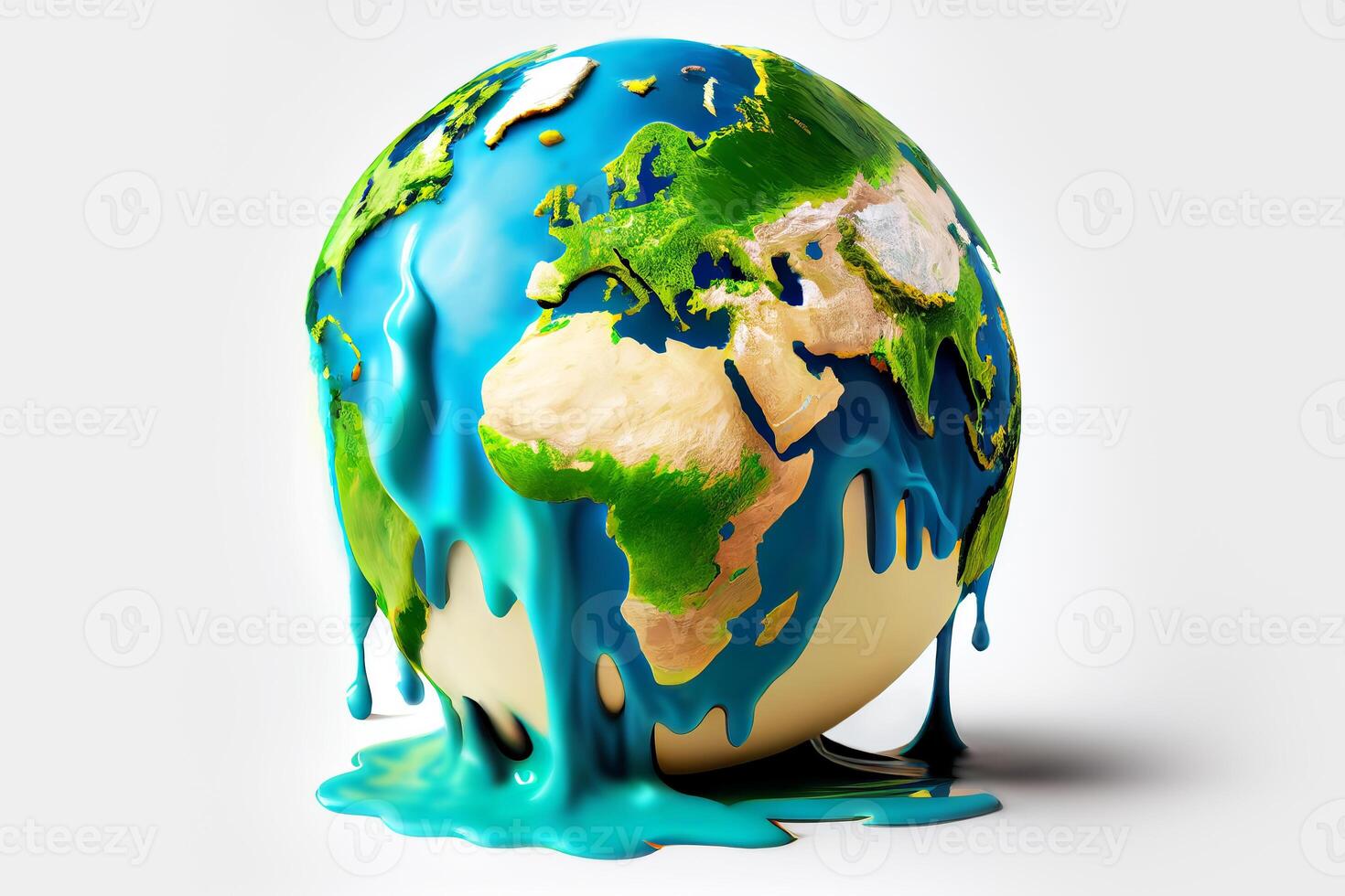 Climate change global warming concept. Planet Earth has warmed up and is melting. illustration photo