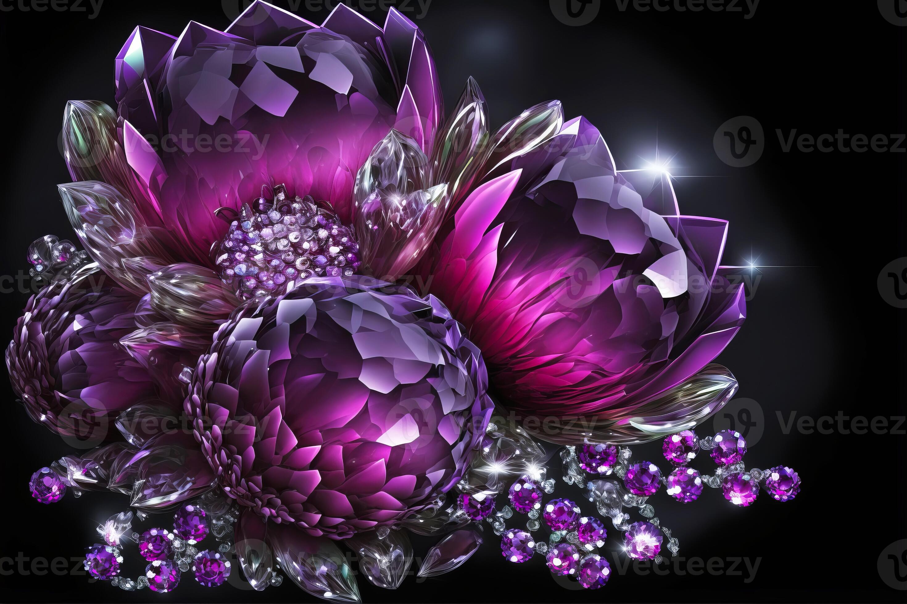 Amethyst druze crystal flowers. Magic fantastic gemstone flowers.  Generative AI illustration 23777434 Stock Photo at Vecteezy