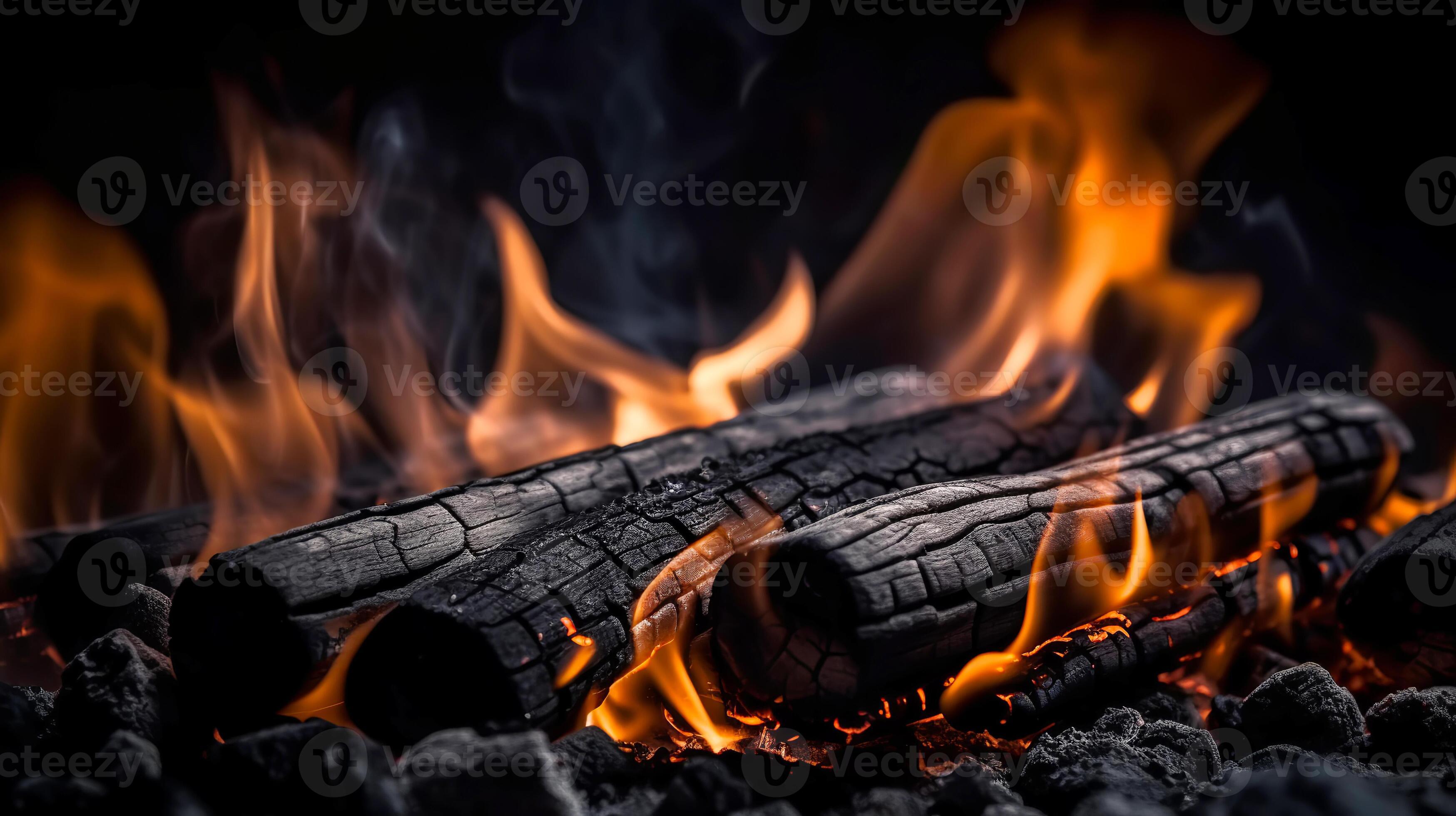 Charcoal Flames Background for Barbecue. Empty Burning charcoal for product placement
