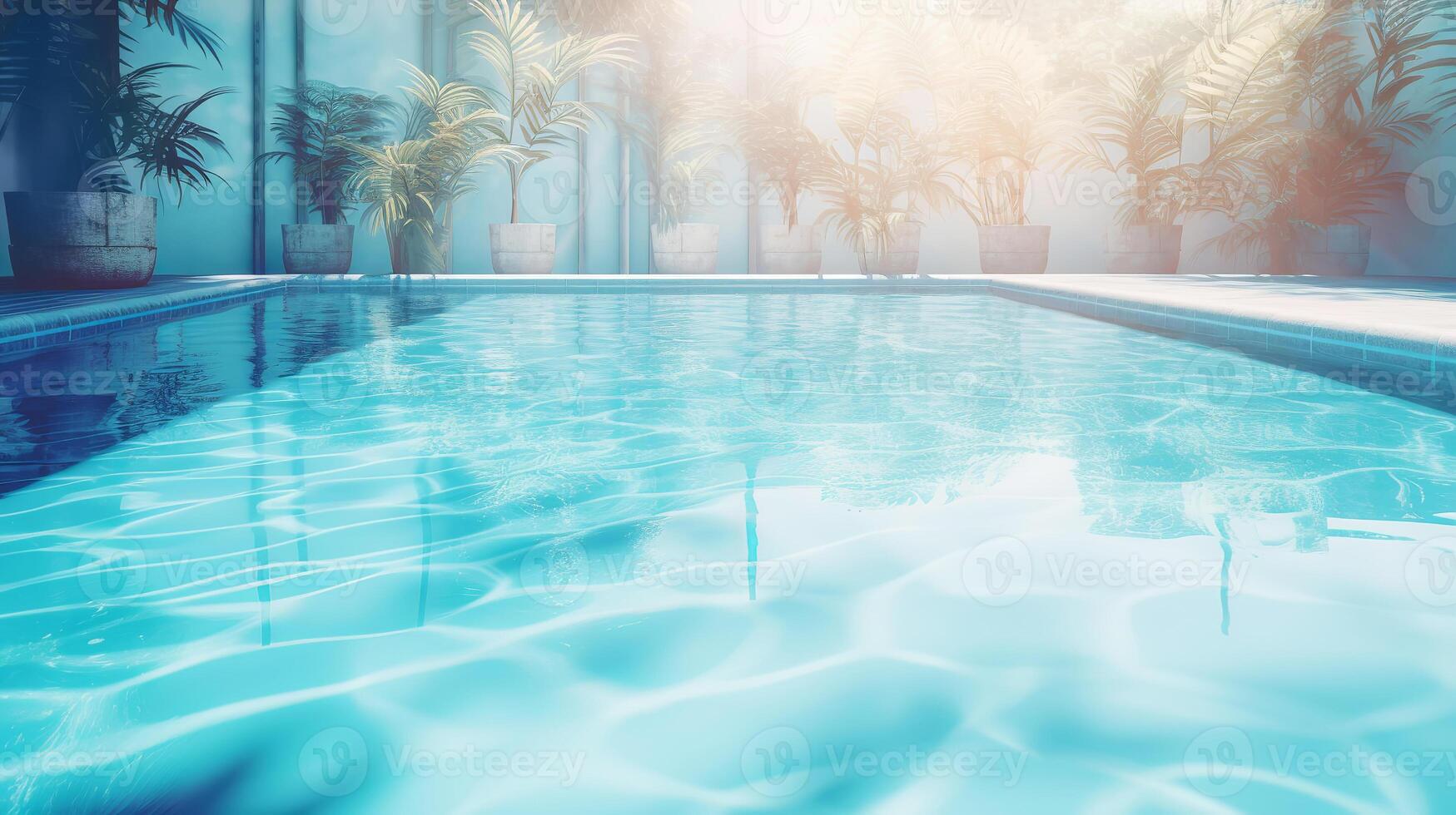 Empty swimming pool in tropical resort in summer background. illustration photo
