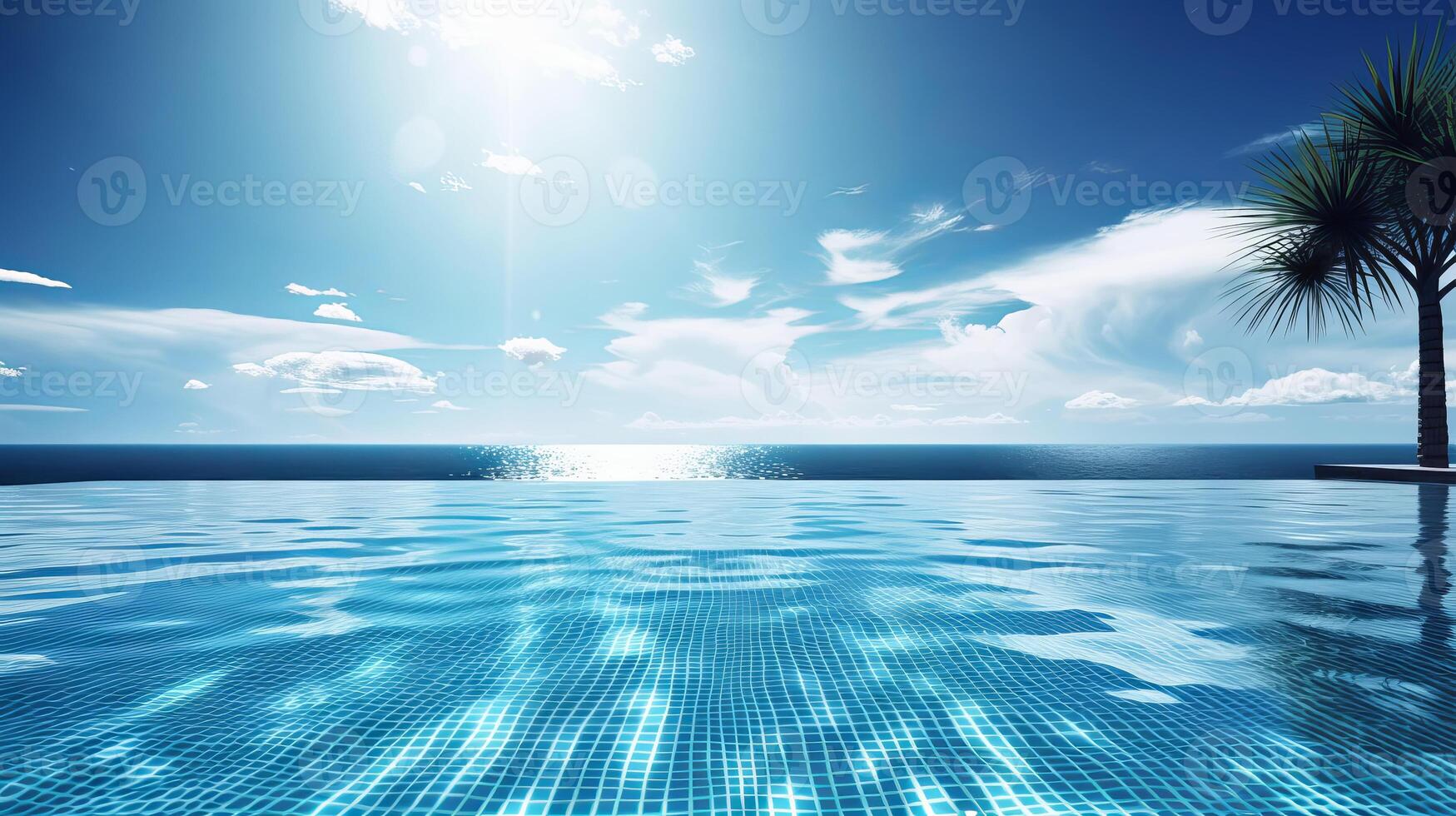 Empty swimming pool in tropical resort in summer background. illustration photo