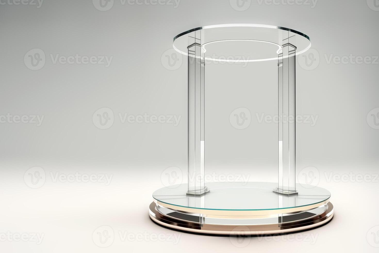 Glass rotunda podium for product presentation on a white background. illustration photo